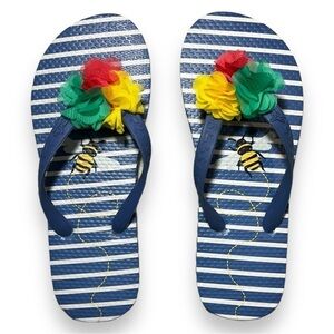 Joules Girls Flip Flops in Bee Blue Size 3